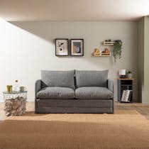 Canapé-lit en lin gris chiné, 2 personnes 140 cm ORURO